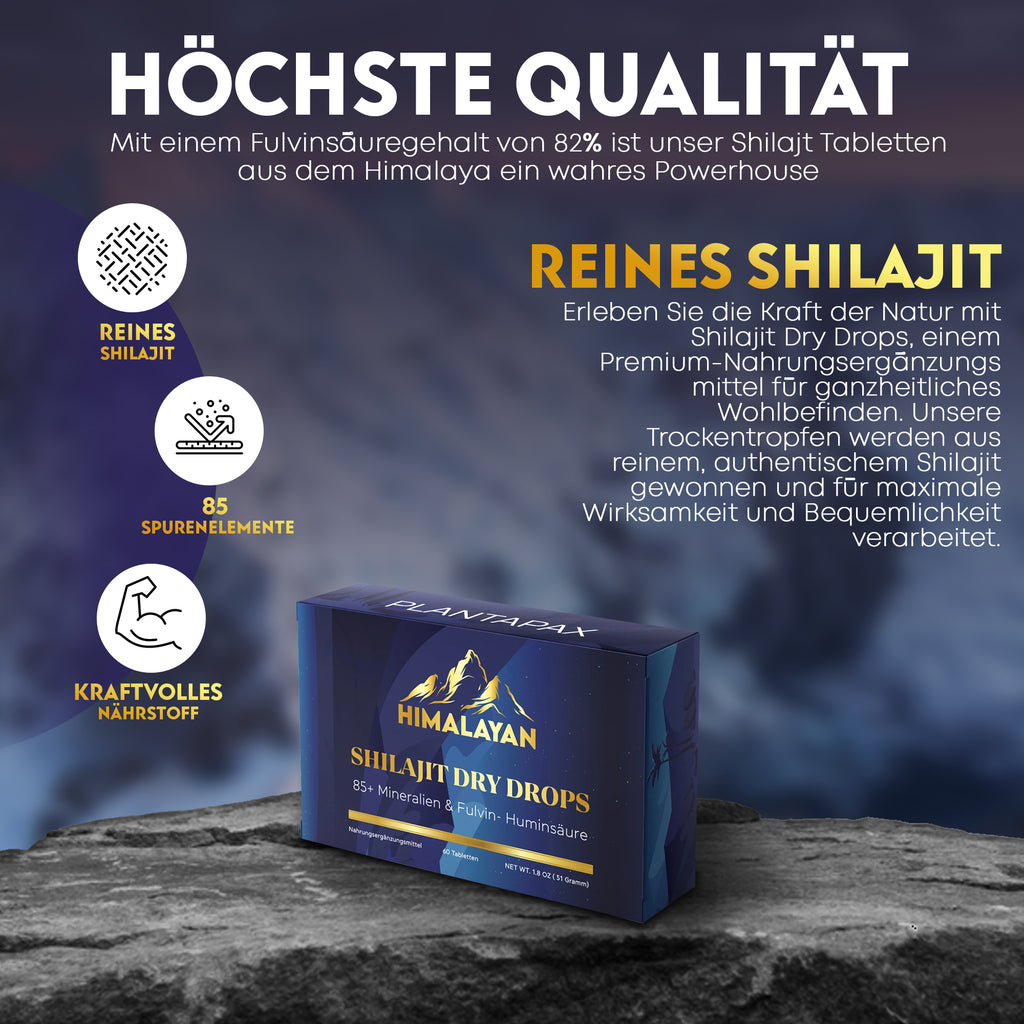 🌿 Shilajit Mumijo Extrakt – 60 Tabletten, hochdosiert 1.200 mg, 36.000 mg Gesamtinhalt