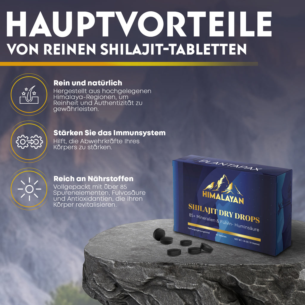 🌿 Shilajit Mumijo Extrakt – 60 Tabletten, hochdosiert 1.200 mg, 36.000 mg Gesamtinhalt