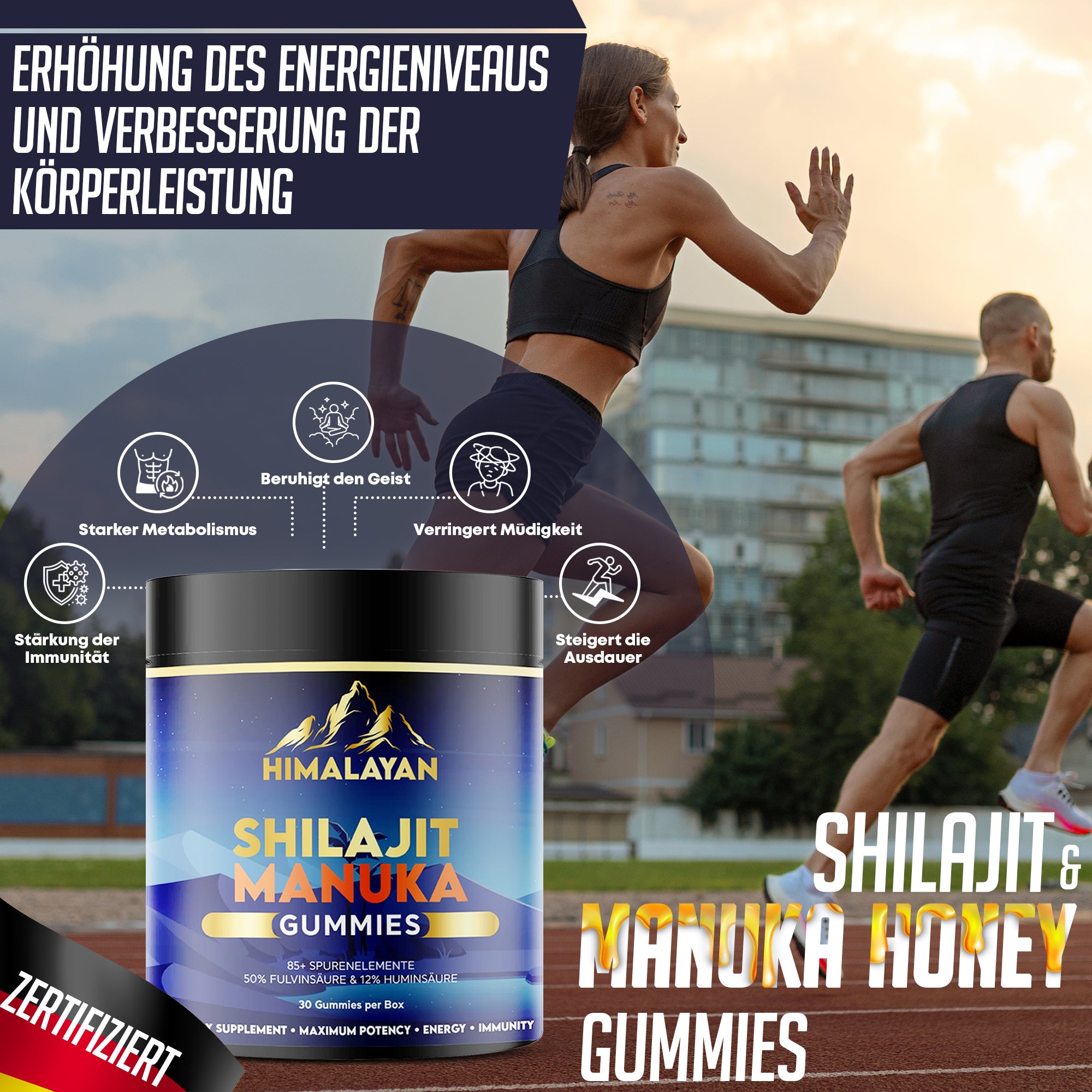 🐝 Shilajit Glow Gummibärchen – Manuka Honig, 50 % Fulvinsäure & 12 % Huminsäure