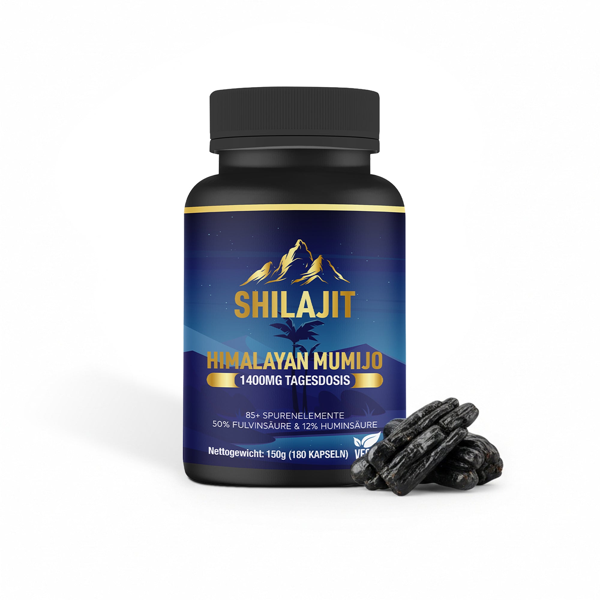 🌱 Shilajit Mumijo – 180 Kapseln, 1.400 mg hochdosiert, unterstützt Vitalität & Wohlbefinden