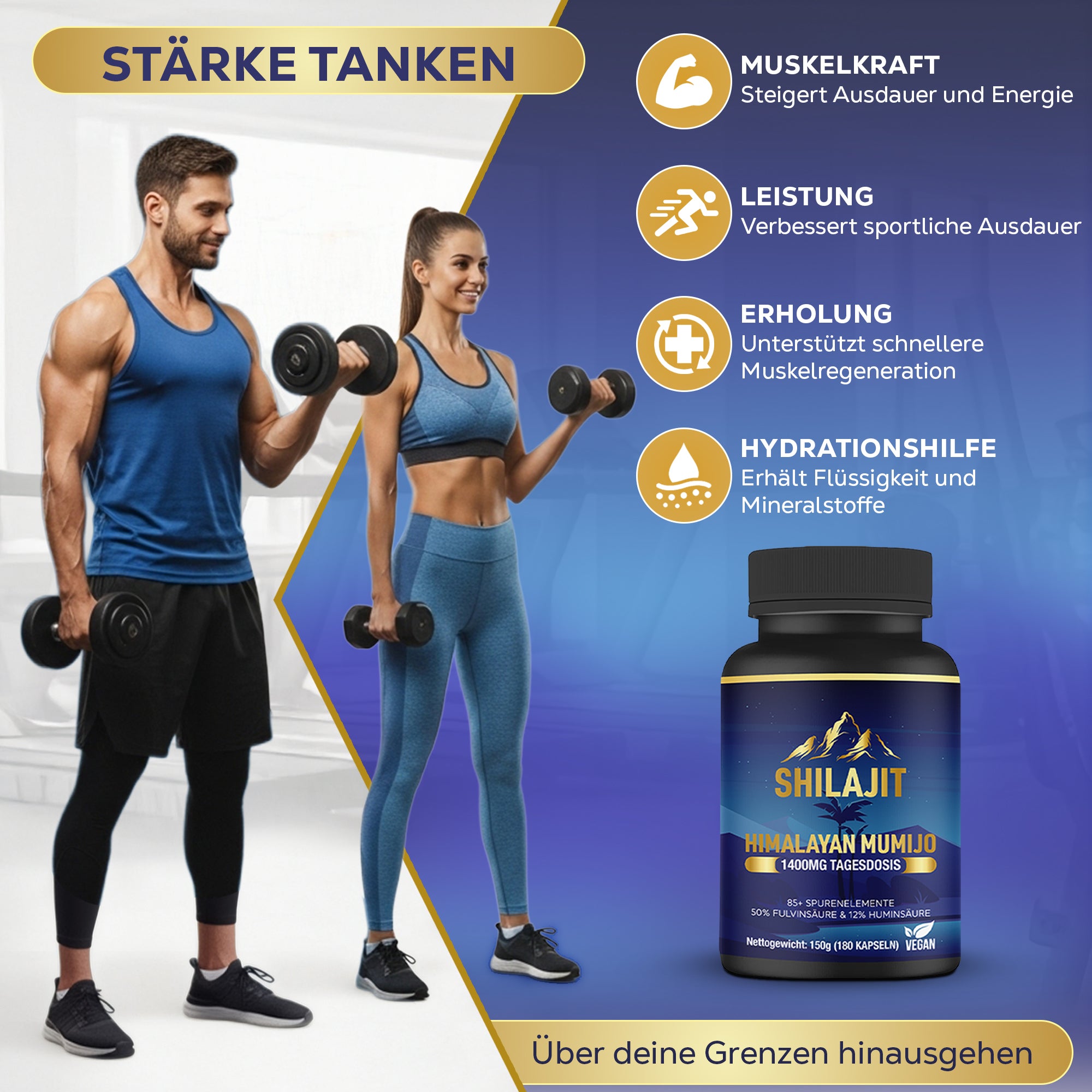 🌱 Shilajit Mumijo – 180 Kapseln, 1.400 mg hochdosiert, unterstützt Vitalität & Wohlbefinden